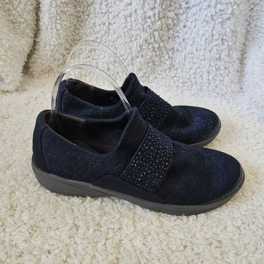 Bzees Pizazz Embellished Navy Blue Slip-on Sneakers sz 10
